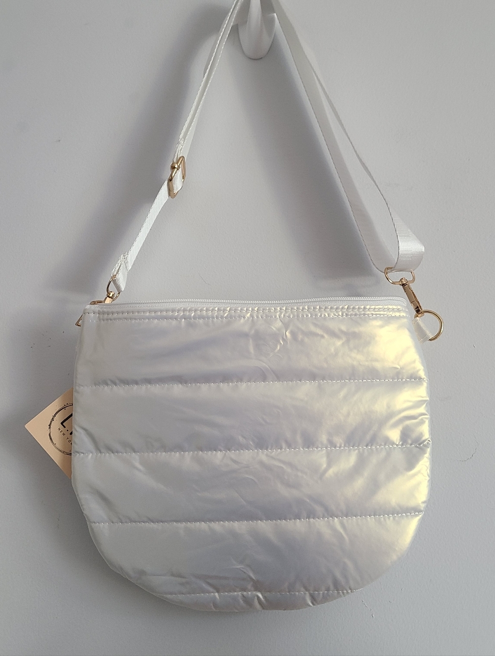 L.I.B New York White Metallic Crossbody Bag NWT